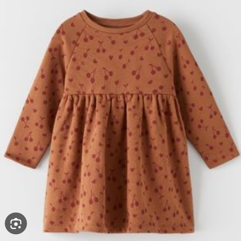 Cherry Print Brown Kids Dress